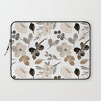 Watercolour Flowers Print, Neutral Tones, Digital Art Laptop Sleeve Gallery Image 1