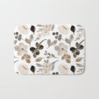 Watercolour Flowers Print, Neutral Tones, Digital Art Bath Mat Gallery Image 1