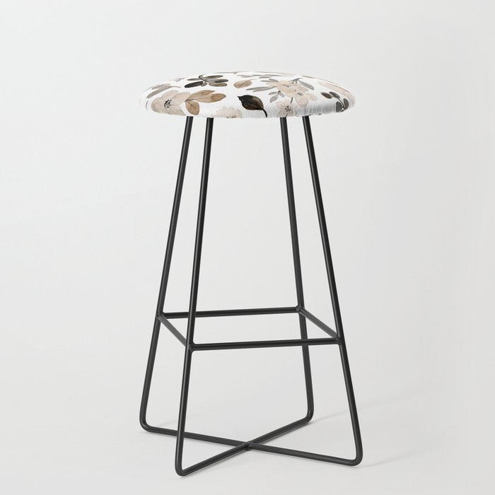 Watercolour Flowers Print, Neutral Tones, Digital Art Stool Gallery Image 1