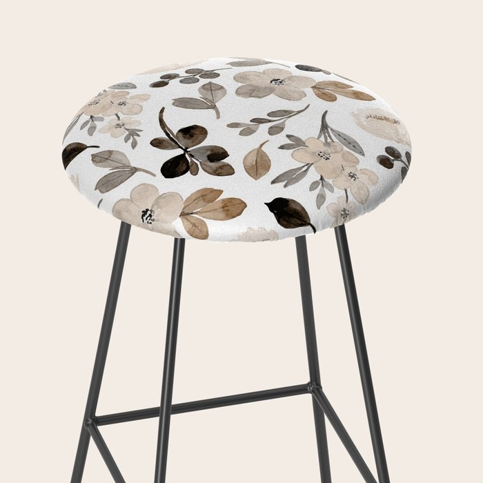Watercolour Flowers Print, Neutral Tones, Digital Art Stool Gallery Image 2
