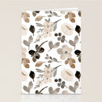 Watercolour Flowers Print, Neutral Tones, Digital Art Stationery Card Gallery Image 2