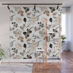 Watercolour Flowers Print, Neutral Tones, Digital Art Wall Mural Gallery Image 1