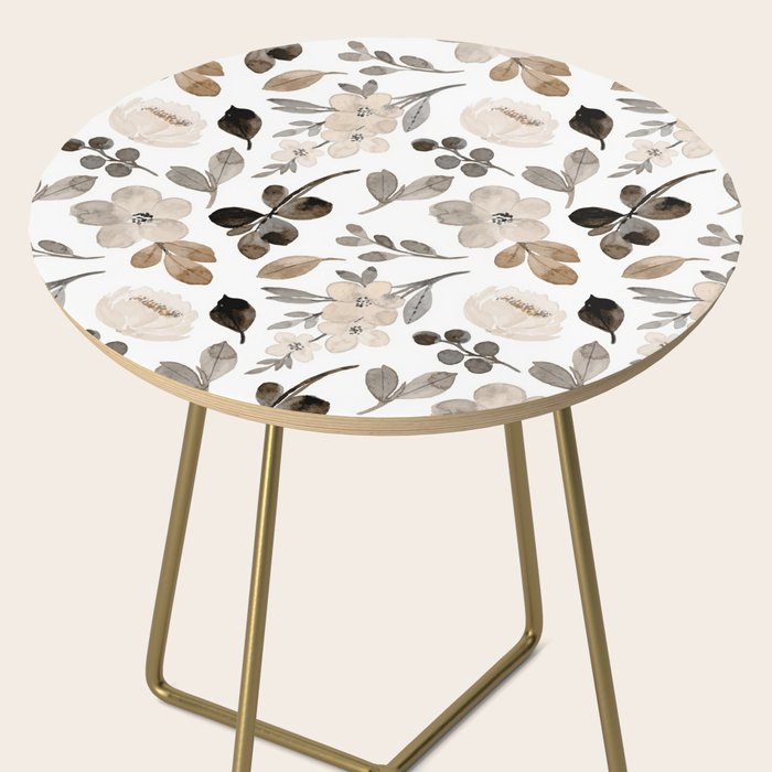 Watercolour Flowers Print, Neutral Tones, Digital Art Side Table Gallery Image 2