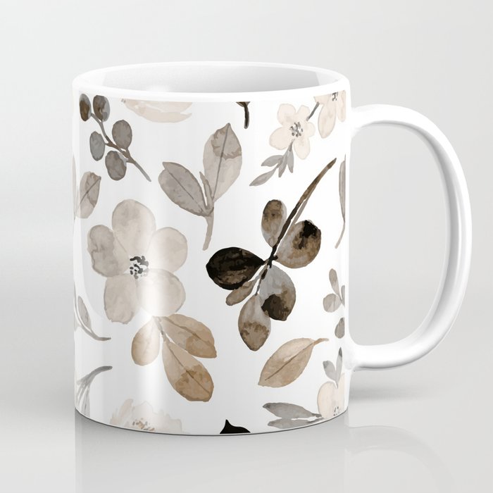 Watercolour Flowers Print, Neutral Tones, Digital Art Coffee Mug Gallery Image 1
