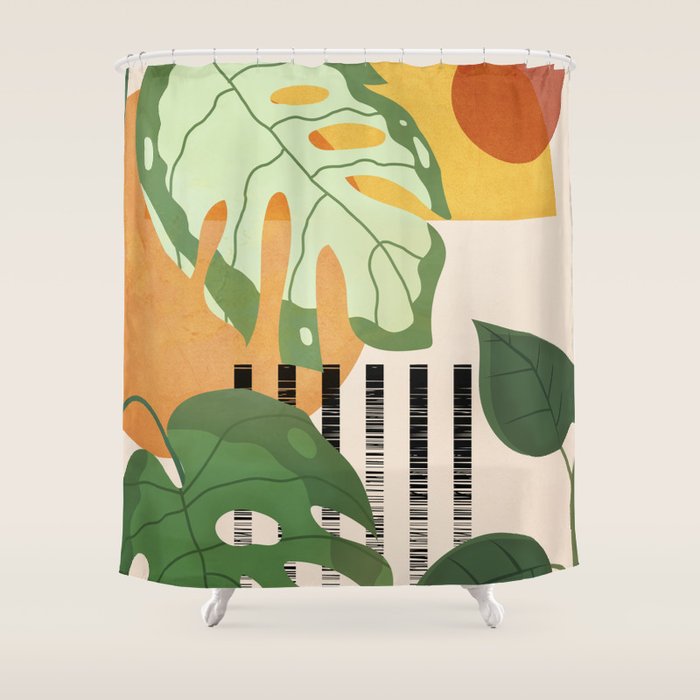 Tropical Garden Leaves 01 Shower Curtain Gallery Image 1
