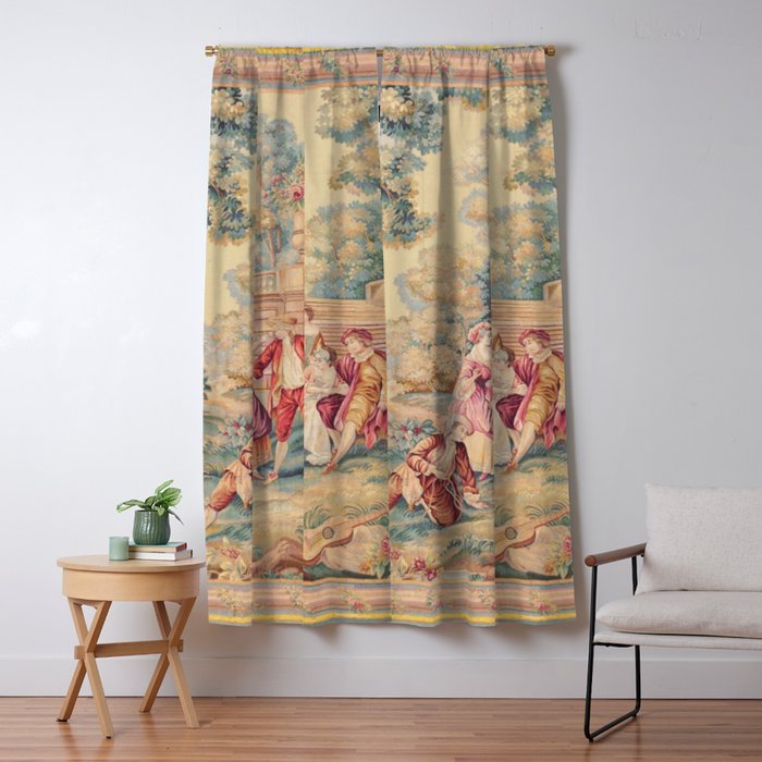 Antique 19th Century French Aubusson Tapestry Window Curtain Gallery Image 1