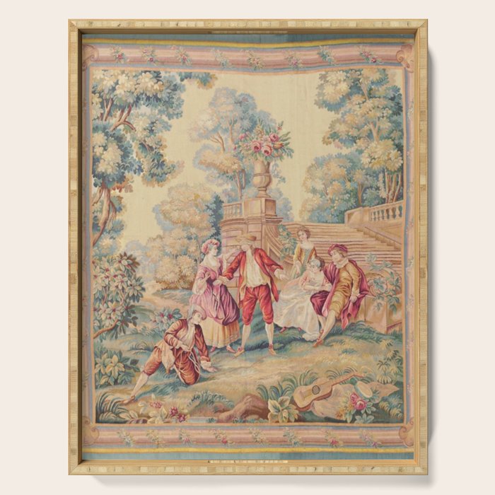 Antique 19th Century French Aubusson Tapestry Serving Tray Gallery Image 1