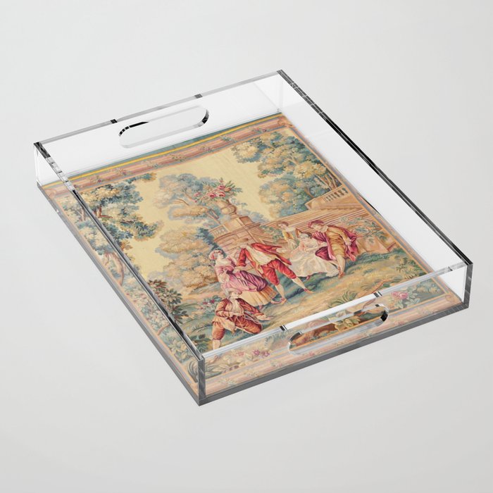 Antique 19th Century French Aubusson Tapestry Acrylic Tray Gallery Image 1