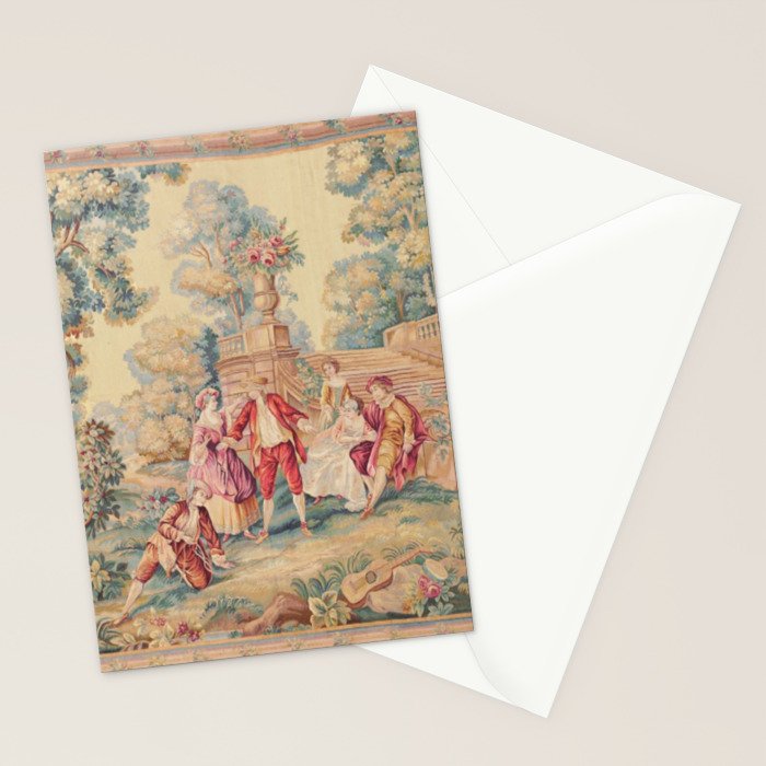 Antique 19th Century French Aubusson Tapestry Stationery Card Gallery Image 2