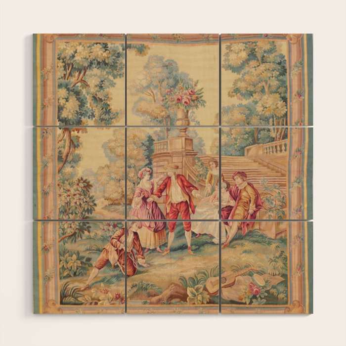 Antique 19th Century French Aubusson Tapestry Wood Wall Art Gallery Image 1