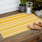 Classic Stripes XXII - Golden Sunshine Yellow Outdoor Rug Gallery Image 2