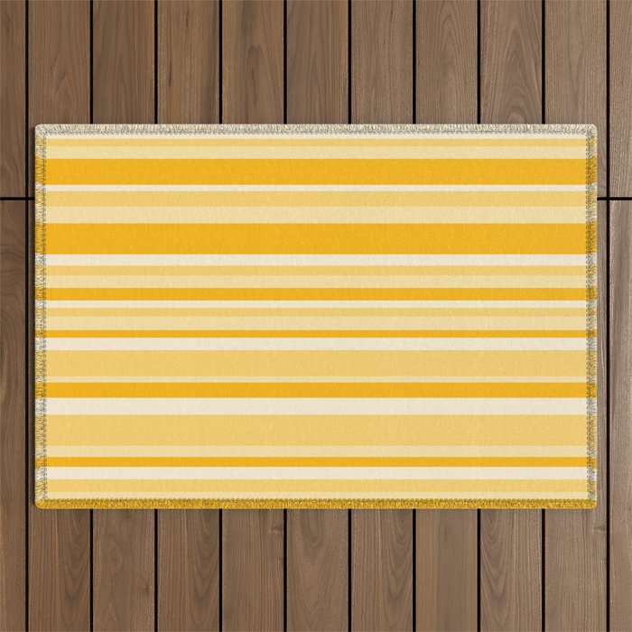 Classic Stripes XXII - Golden Sunshine Yellow Outdoor Rug Gallery Image 1