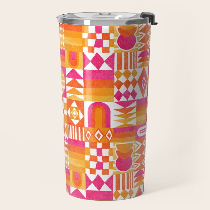 Geometric Tapestry - Summer Sunshine  Travel Mug Gallery Image 2