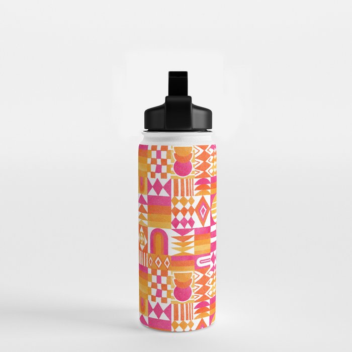 Geometric Tapestry - Summer Sunshine  Water Bottle Gallery Image 2