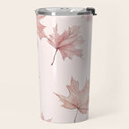 Blush Pink Autumn Fall Leaves Watercolor All Over Travel Mug Gallery Image 2