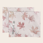 Blush Pink Autumn Fall Leaves Watercolor All Over Placemat Gallery Image 1