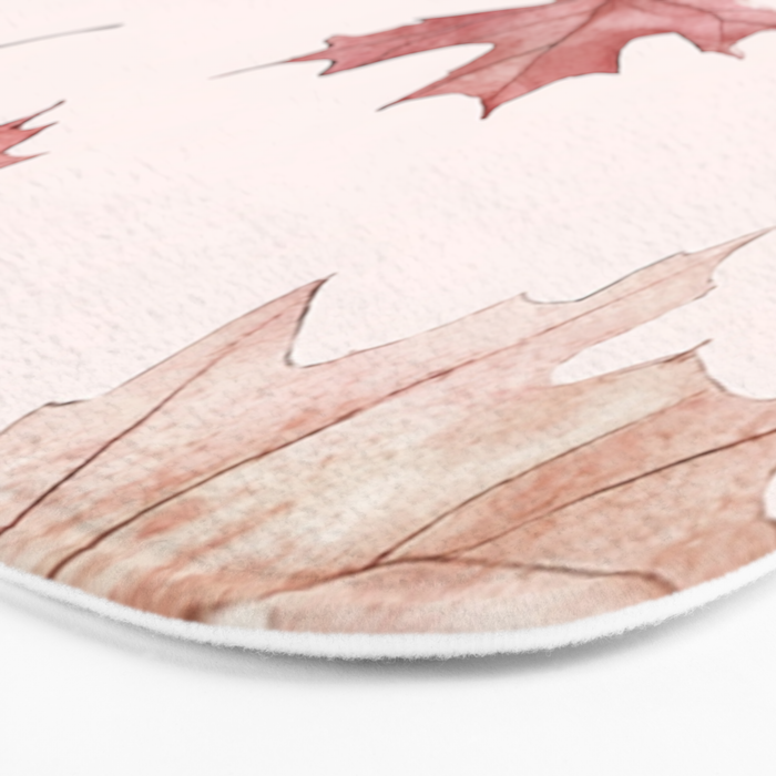 Blush Pink Autumn Fall Leaves Watercolor All Over Bath Mat Gallery Image 3