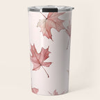 Blush Pink Autumn Fall Leaves Watercolor All Over Travel Mug Gallery Image 1