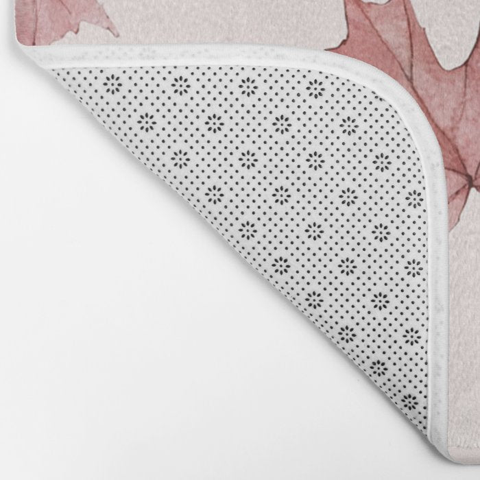 Blush Pink Autumn Fall Leaves Watercolor All Over Bath Mat Gallery Image 2