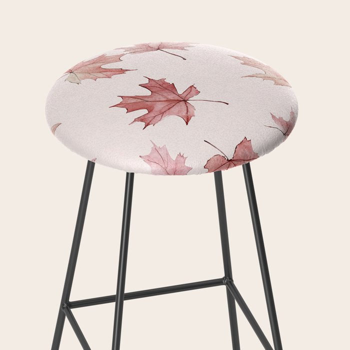 Blush Pink Autumn Fall Leaves Watercolor All Over Stool Gallery Image 2