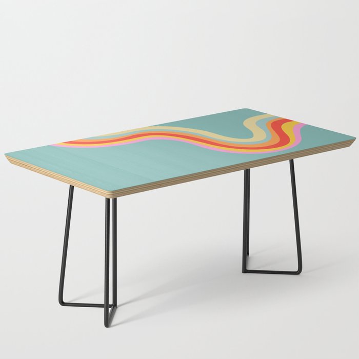 Groovy 70s Retro Rainbow Flow on Blue Coffee Table Gallery Image 1
