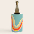 Groovy 70s Retro Rainbow Flow on Blue Wine Chiller Gallery Image 3