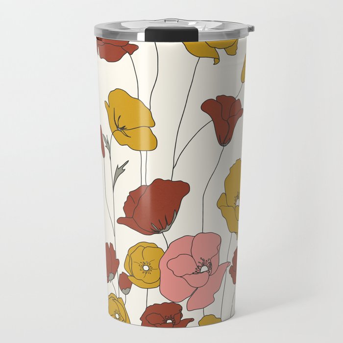 Colorful Poppy Flowers Travel Mug Gallery Image 1