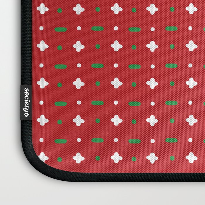 Christmas vector green and white horizontal and vertical stitches aligned on red background seamless Laptop Sleeve Gallery Image 3