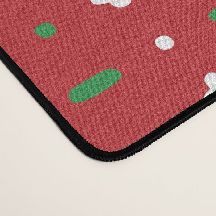 Christmas vector green and white horizontal and vertical stitches aligned on red background seamless Desk Mat Gallery Image 4