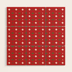 Christmas vector green and white horizontal and vertical stitches aligned on red background seamless Wood Wall Art Gallery Image 1