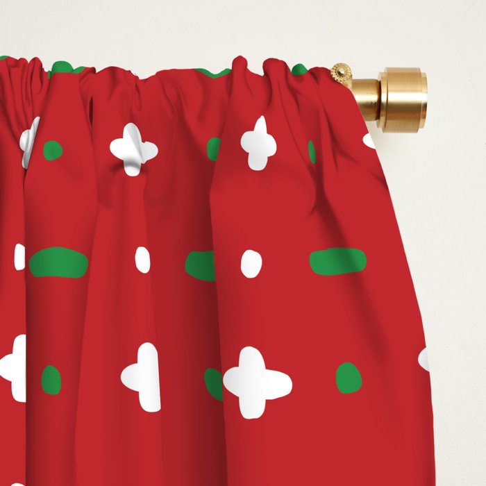 Christmas vector green and white horizontal and vertical stitches aligned on red background seamless Window Curtain Gallery Image 2