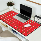 Christmas vector green and white horizontal and vertical stitches aligned on red background seamless Desk Mat Gallery Image 2