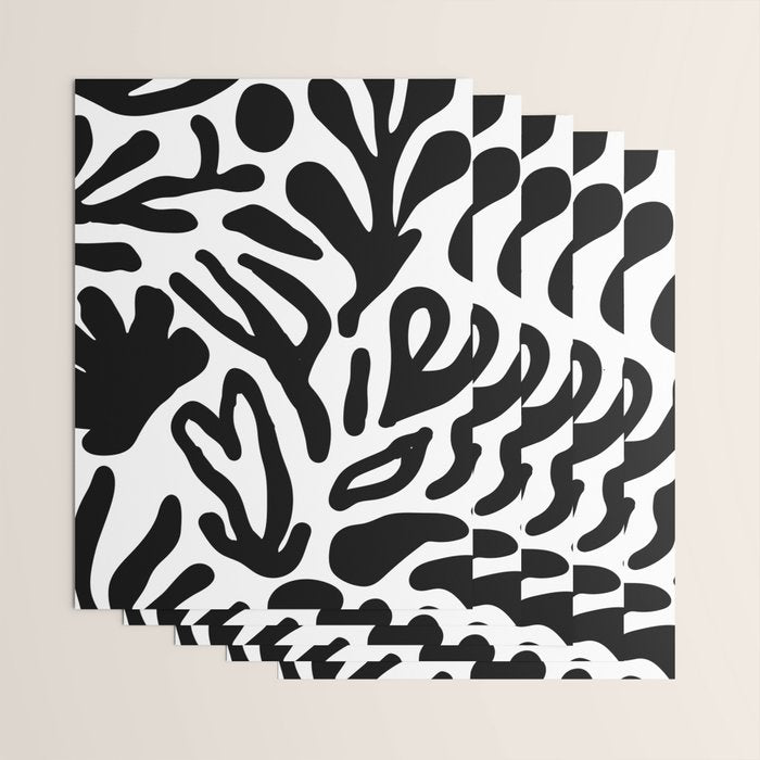 Abstract black and white organic nature art pattern Wrapping Paper Gallery Image 3