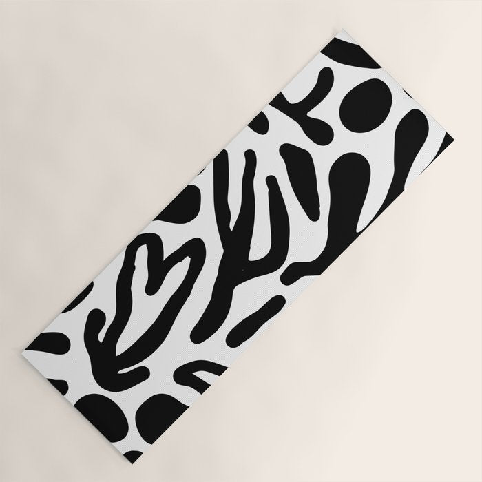 Abstract black and white organic nature art pattern Yoga Mat Gallery Image 1