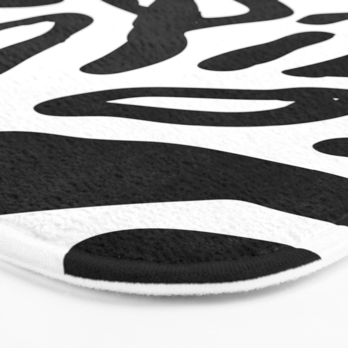 Abstract black and white organic nature art pattern Bath Mat Gallery Image 3