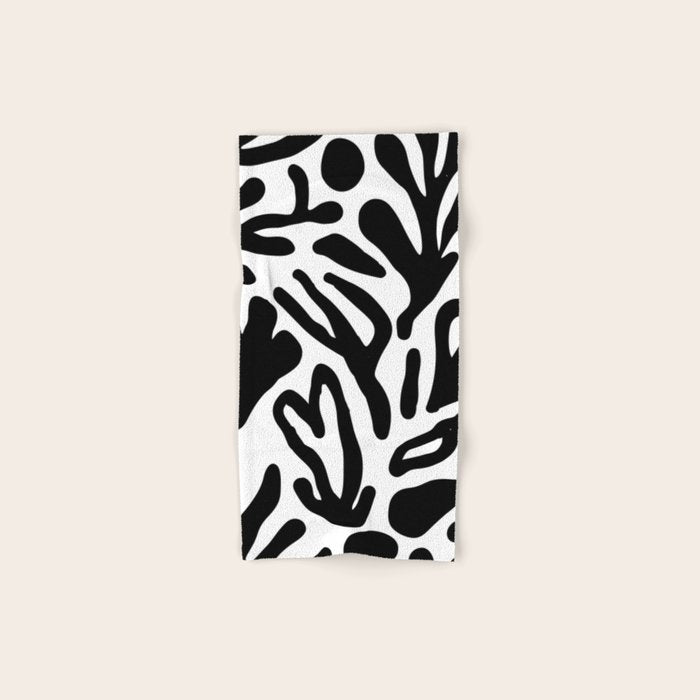 Abstract black and white organic nature art pattern Bath Towel Gallery Image 1