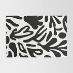 Abstract black and white organic nature art pattern Rug Gallery Image 2