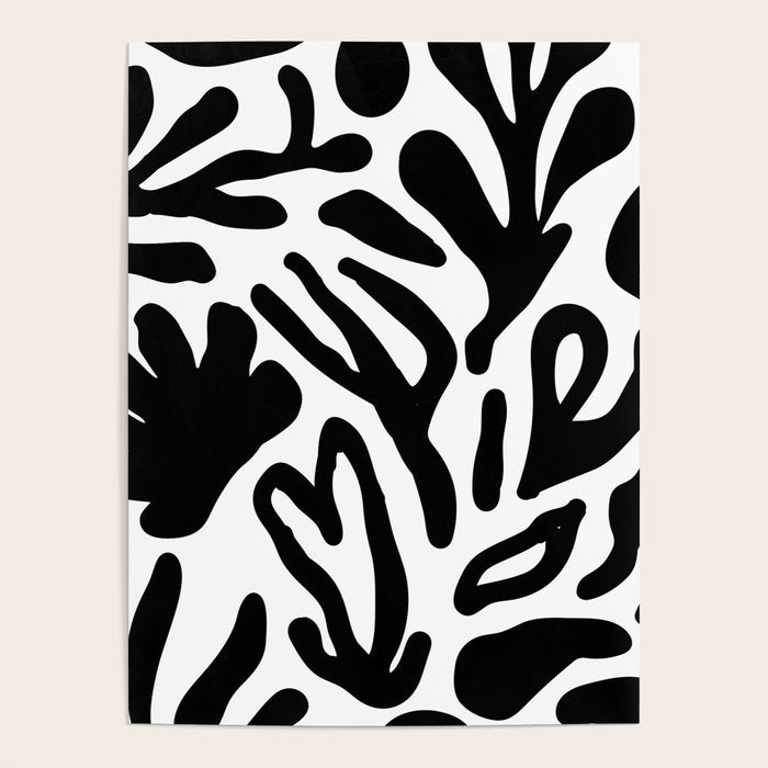 Abstract black and white organic nature art pattern Poster Gallery Image 1