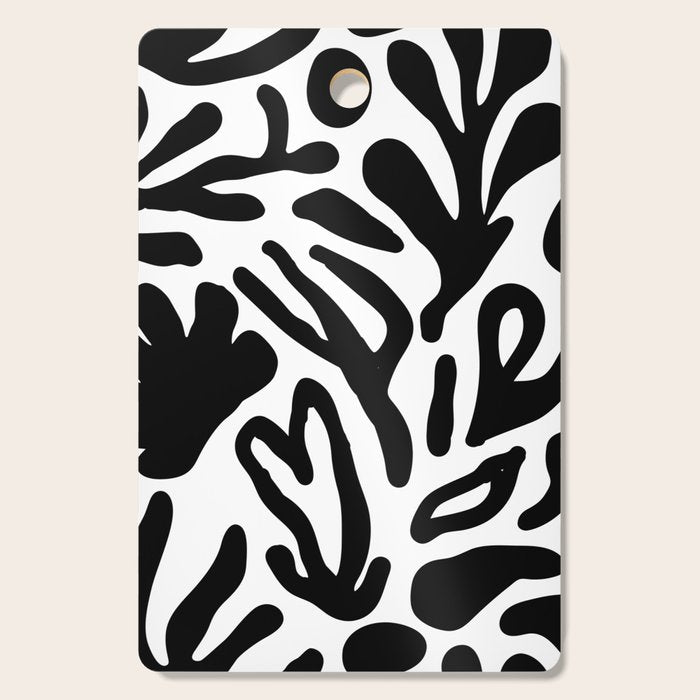 Abstract black and white organic nature art pattern Cutting Board Gallery Image 1