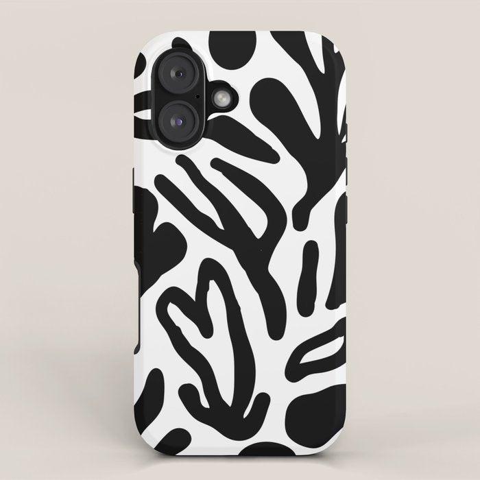 Abstract black and white organic nature art pattern iPhone Case Gallery Image 1