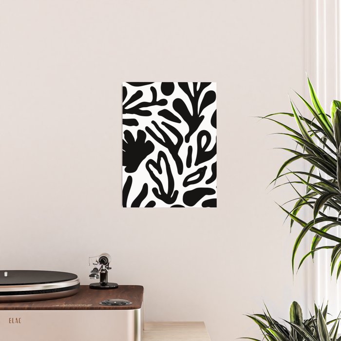 Abstract black and white organic nature art pattern Poster Gallery Image 2