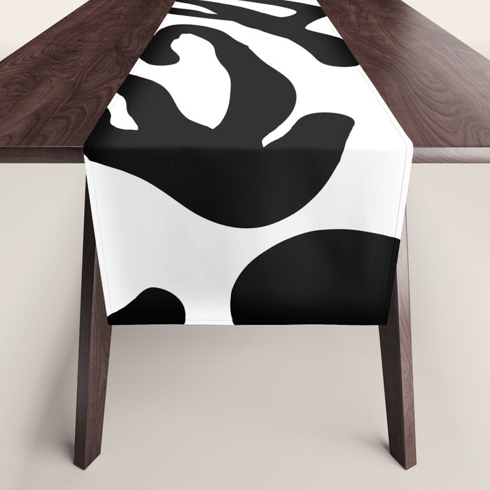 Abstract black and white organic nature art pattern Table Runner Gallery Image 1