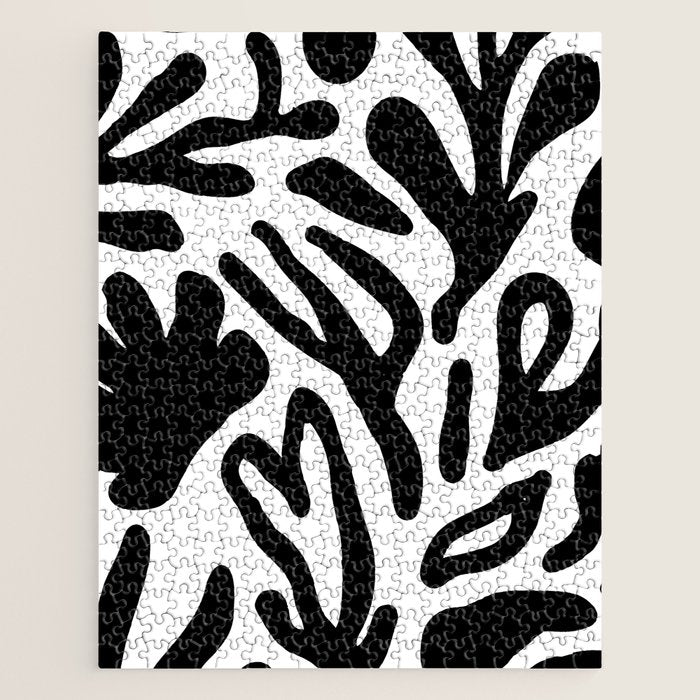 Abstract black and white organic nature art pattern Jigsaw Puzzle Gallery Image 1