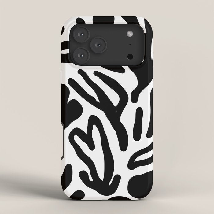 Abstract black and white organic nature art pattern iPhone Case Gallery Image 4