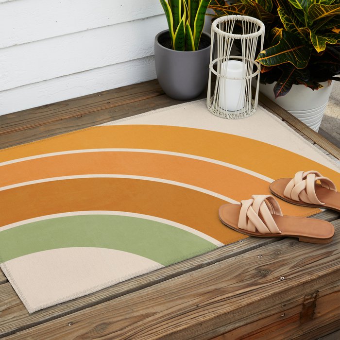 Retro curve Outdoor Rug Gallery Image 2