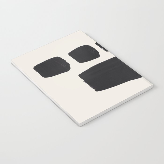Mid Century Modern Minimalist Abstract Art Brush Strokes Black & White Ink Art Square Shapes Notebook Gallery Image 3