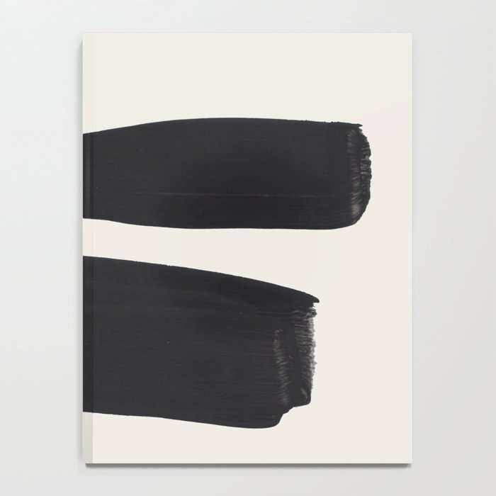 Mid Century Modern Minimalist Abstract Art Brush Strokes Black & White Ink Art Square Shapes Notebook Gallery Image 4