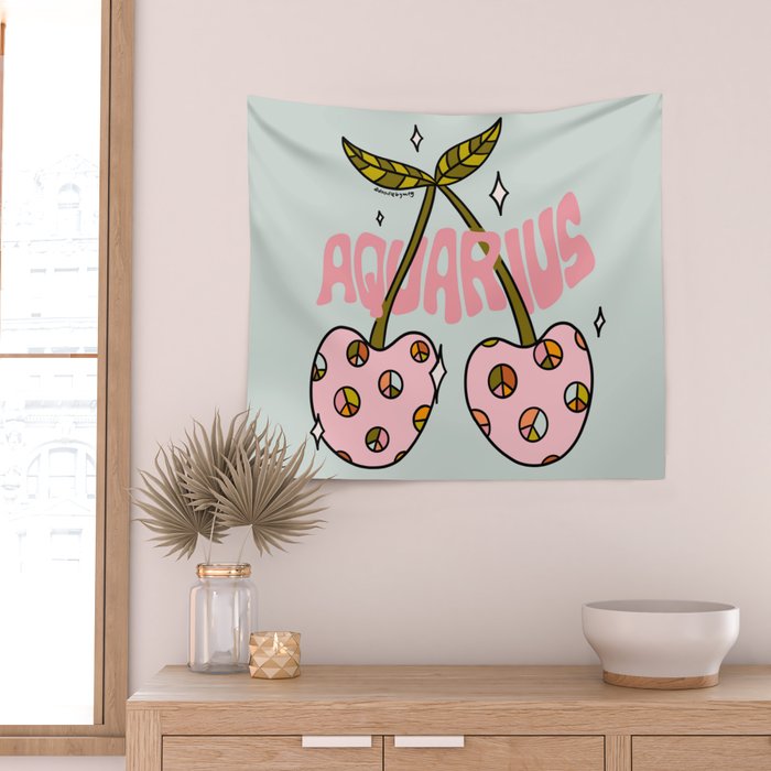 Aquarius Cherries Wall Tapestry Gallery Image 2