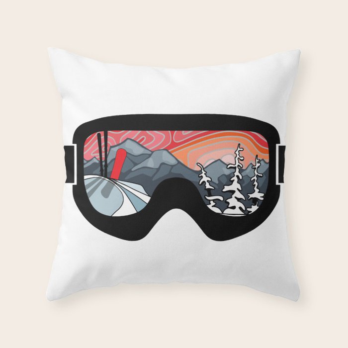 Snow Sport Sunset | Ski and Snowboard Series | DopeyArt Throw Pillow Gallery Image 6