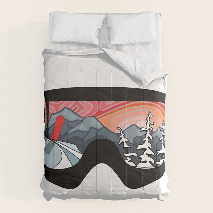 Snow Sport Sunset | Ski and Snowboard Series | DopeyArt Comforter Gallery Image 6